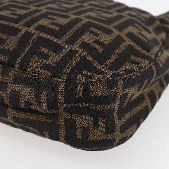 FENDI Zucca Canvas Mamma Baguette Shoulder Bag Black Brown Silver Auth SW1723 - Picture 5 of 16
